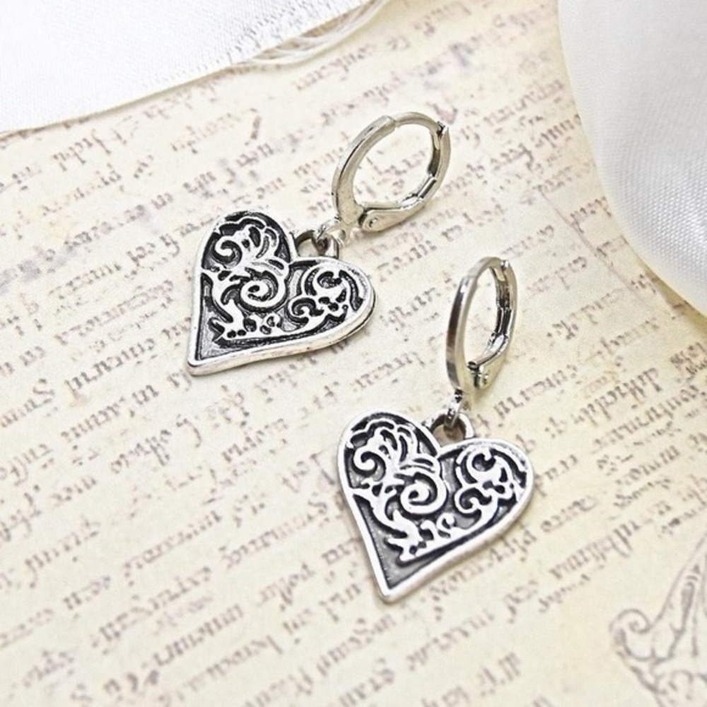 Heart Pendant Hoop Earrings